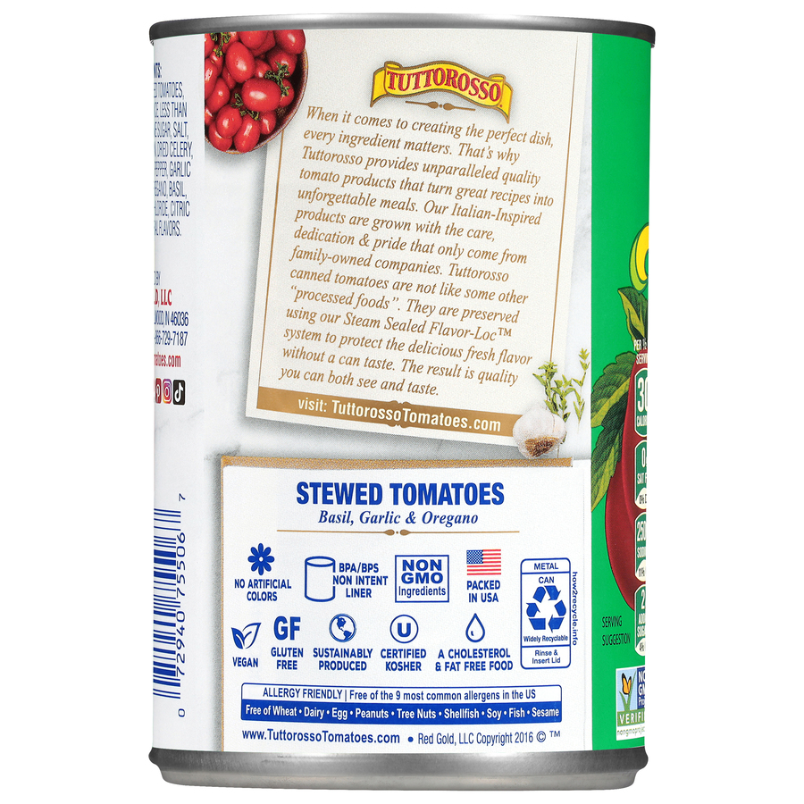 Stewed Tomatoes Basil, Garlic & Oregano 14.5 oz Image:2