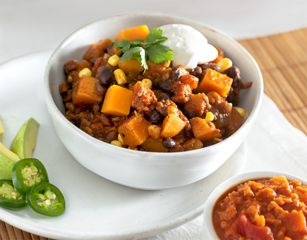 Butternut Squash, Black Bean & Corn Chili