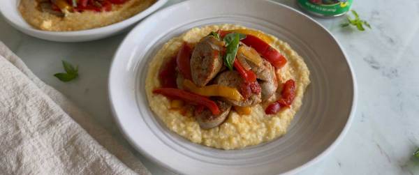 Italian Sausage and Peppers with Creamy Parmesan Polenta