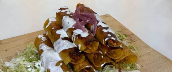 Spicy Tomato-Chile Chicken Flautas