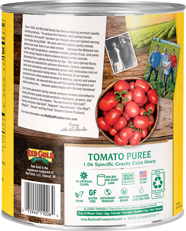 #10 Red Gold® Tomato Puree 1.06 Specific Gravity Extra Heavy Image:2