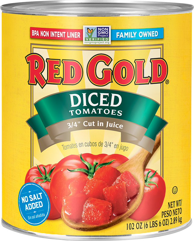 #10 Red Gold® No Salt Added Diced Tomatoes 3/4″ cut in Juice Image:1