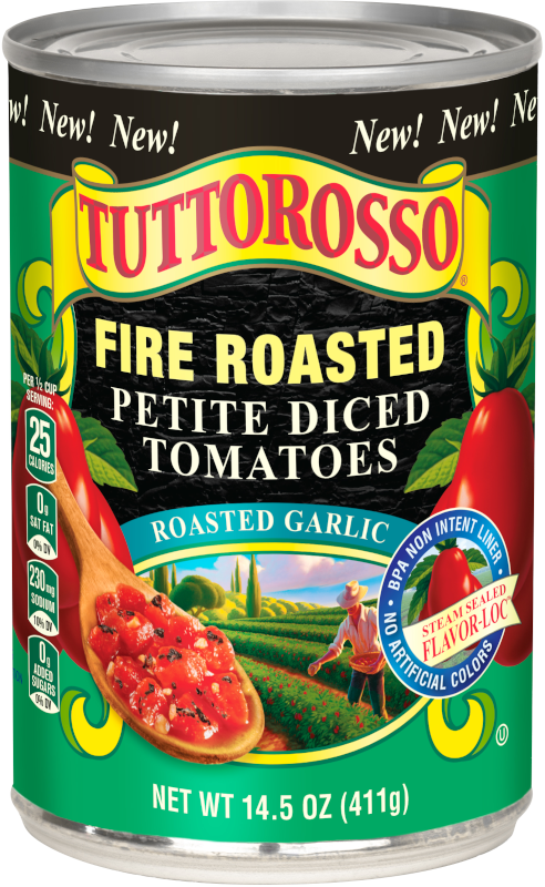 Fire Roasted Petite Diced Tomatoes with Roasted Garlic