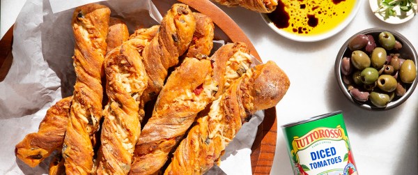 Cheesy Tomato and Olive Breadsticks