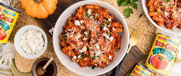 Hot Honey, Pumpkin and Goat Cheese Pasta